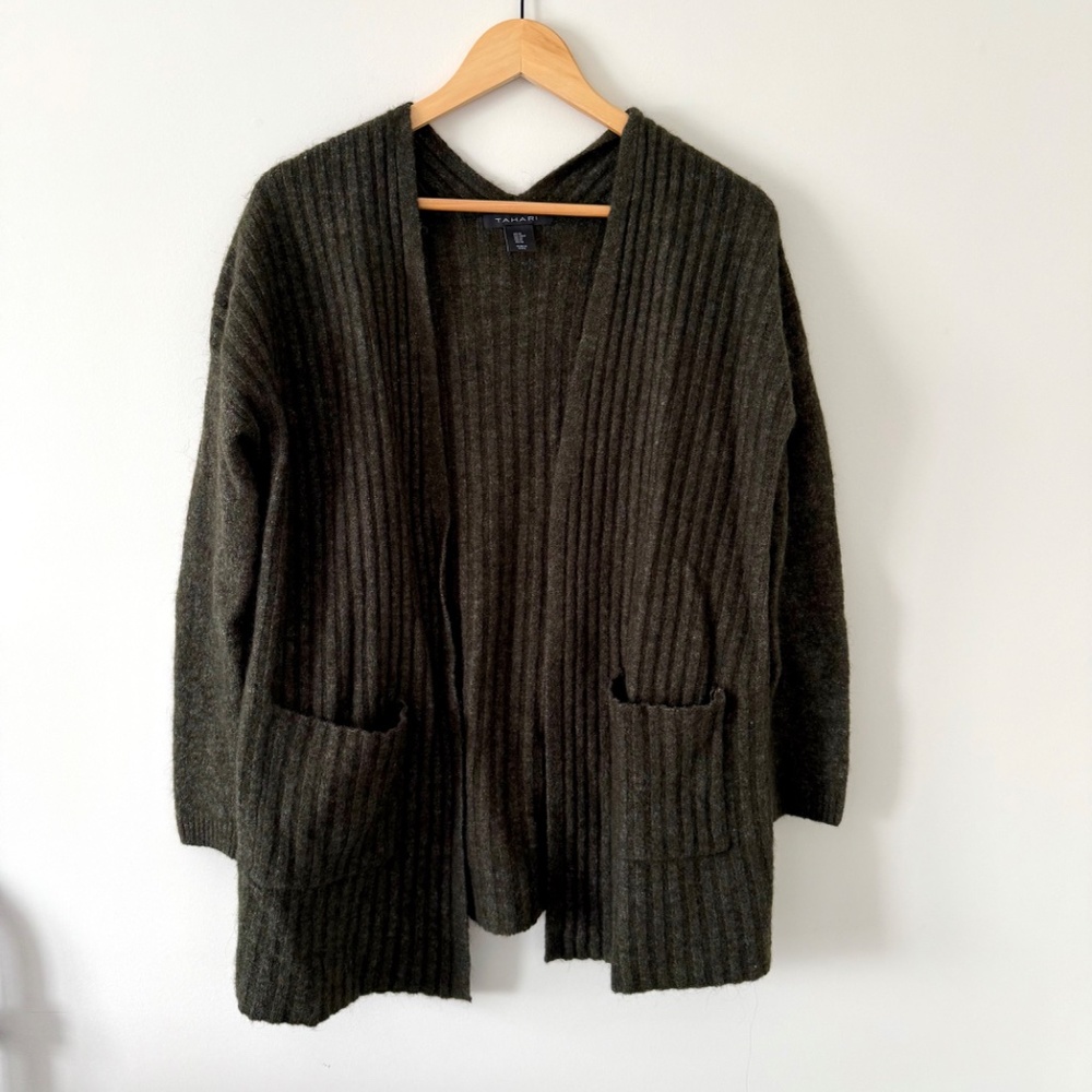 Dark Green Ribbed Knit Cardigan (size medium) - Picture 2 of 4